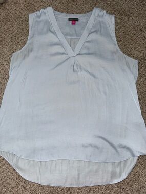 Vince Camuto Pale Blue V-Neck Sleeveless Blouse